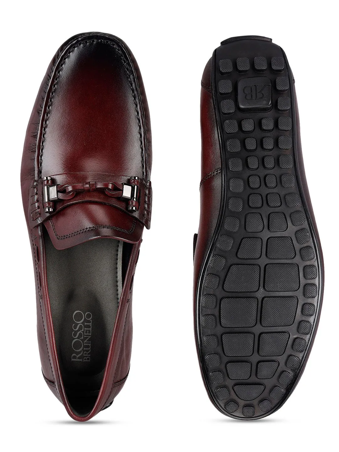 Burgundy Embellished Moccasins