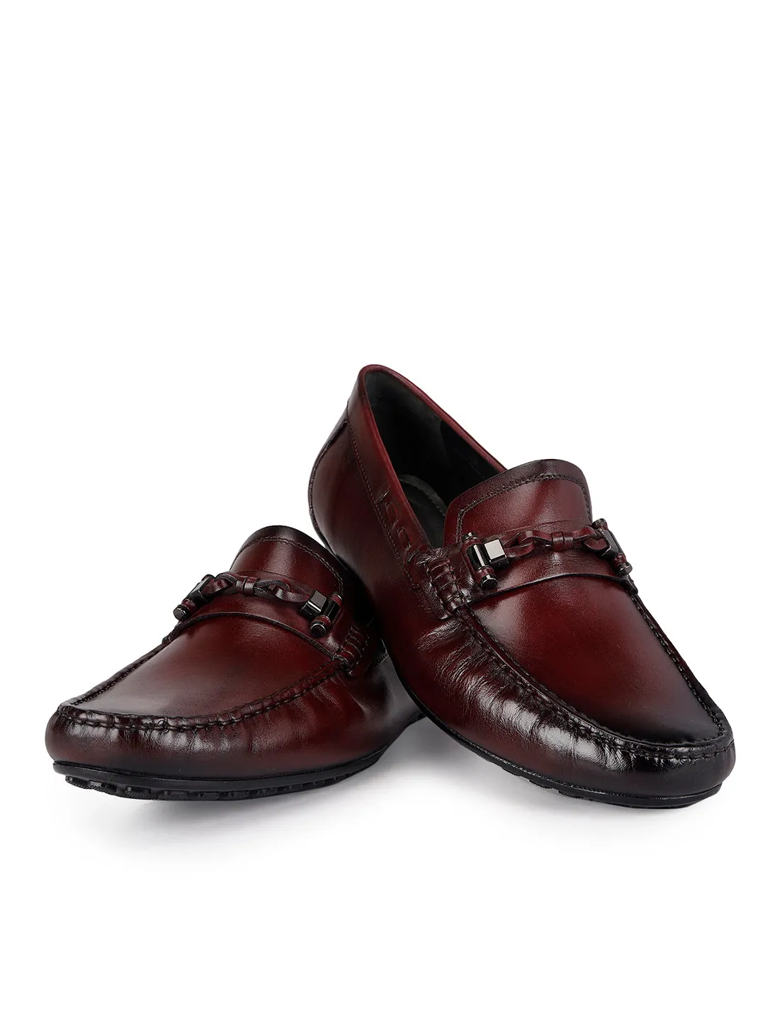 Burgundy Embellished Moccasins