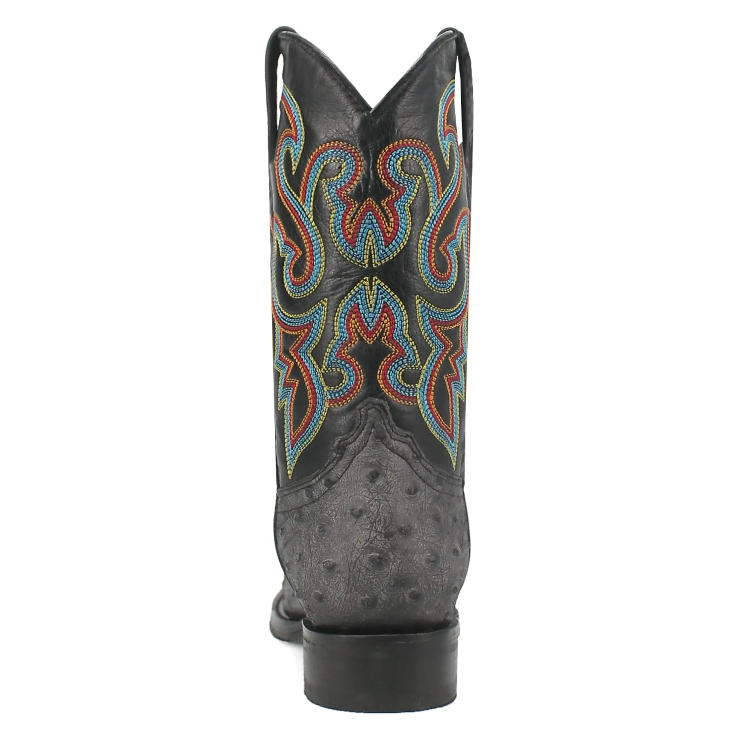 Dingo Mens Ranger Black Leather Ostrich Print Cowboy Boots