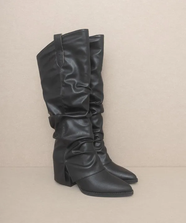 Fold Over Slit Jean Boots