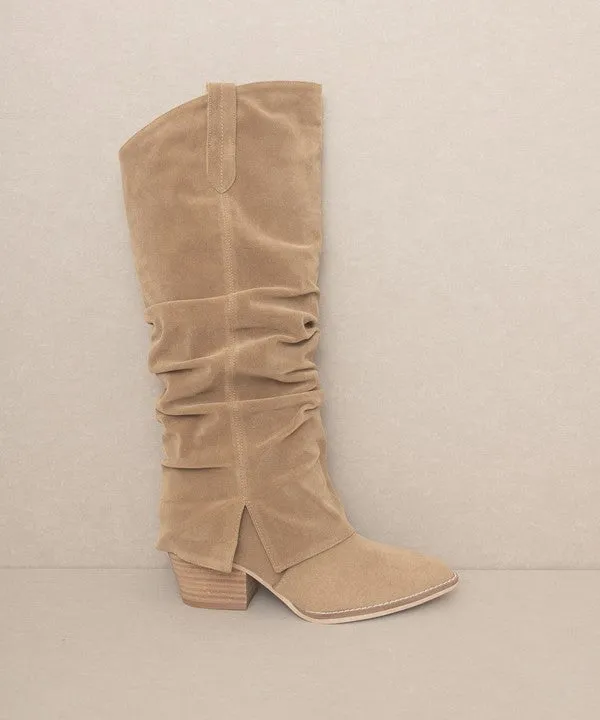 Fold Over Slit Jean Boots