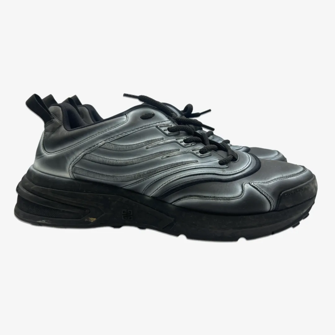 Givenchy men's black leather sneakers with white spray-paint effect