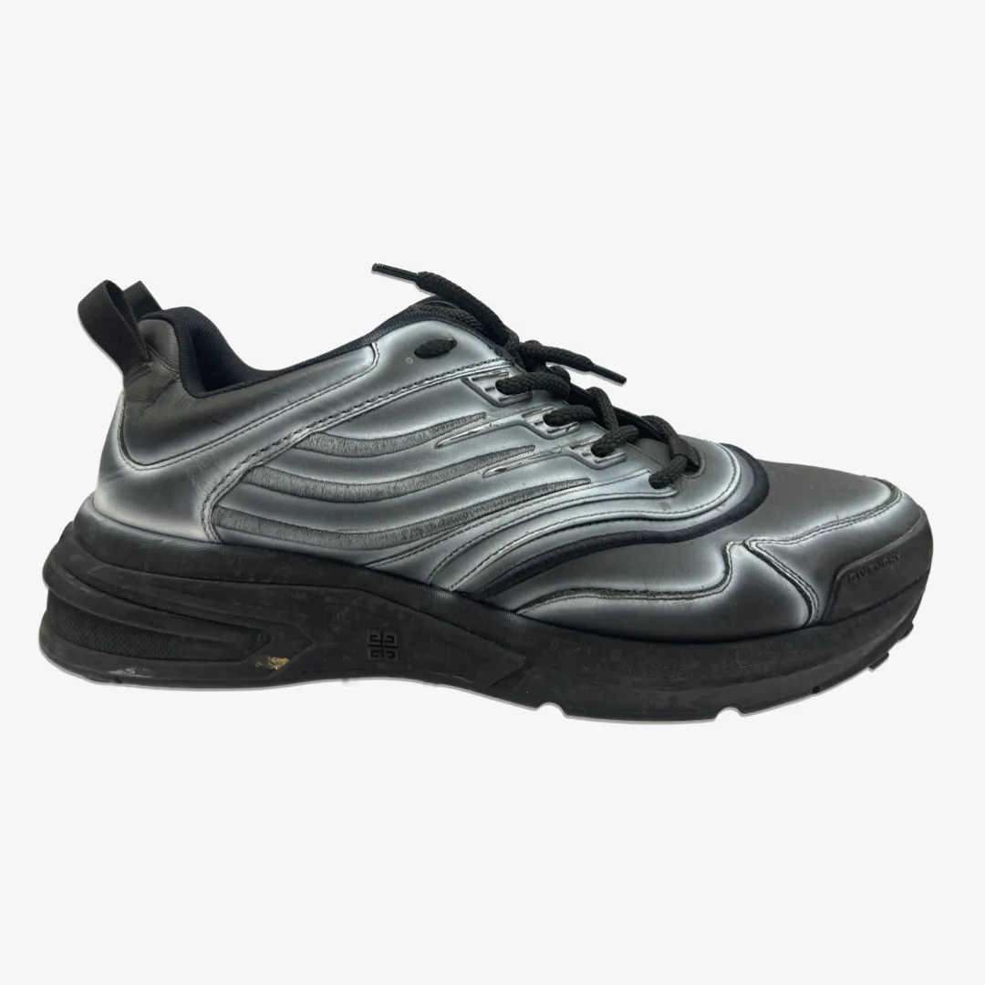 Givenchy men's black leather sneakers with white spray-paint effect