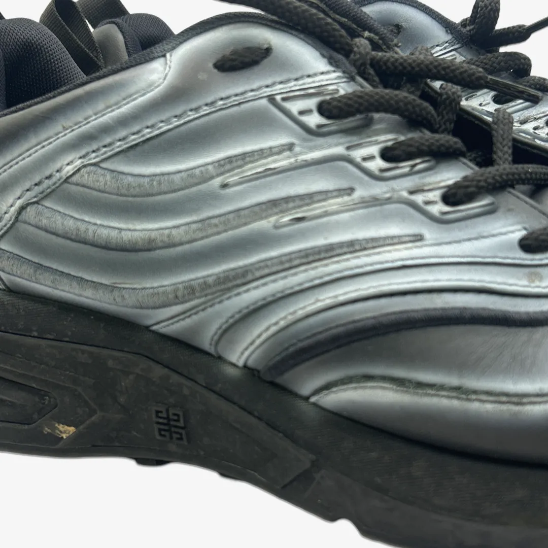 Givenchy men's black leather sneakers with white spray-paint effect