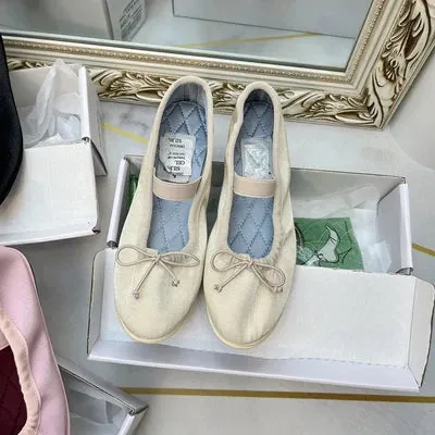 Sohiwoo Korea Flats Spring/Autumn Flats Women Shoes Fashion Mary Jane Shoes Round Toe Women's Shoes Bow Silk Satin Ballet Flats